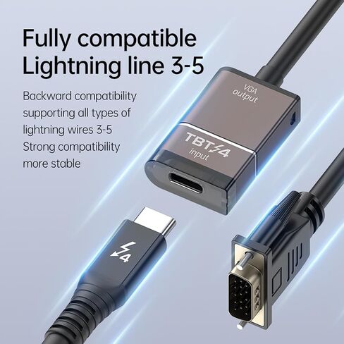 [Thunderbolt 3/4/5]USB Type-C to VGA Adapter Conversion 1080P@60Hz for External Video Card Multi Monitor, Desktop, Laptop, HDTV, Monitor, Projector Compatible with MacOS ,Windows, Linux, iPadOs in Saudi Arabia