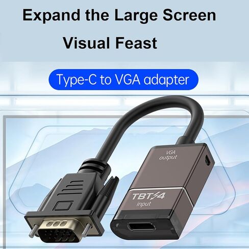 [Thunderbolt 3/4/5]USB Type-C to VGA Adapter Conversion 1080P@60Hz for External Video Card Multi Monitor, Desktop, Laptop, HDTV, Monitor, Projector Compatible with MacOS ,Windows, Linux, iPadOs in Saudi Arabia
