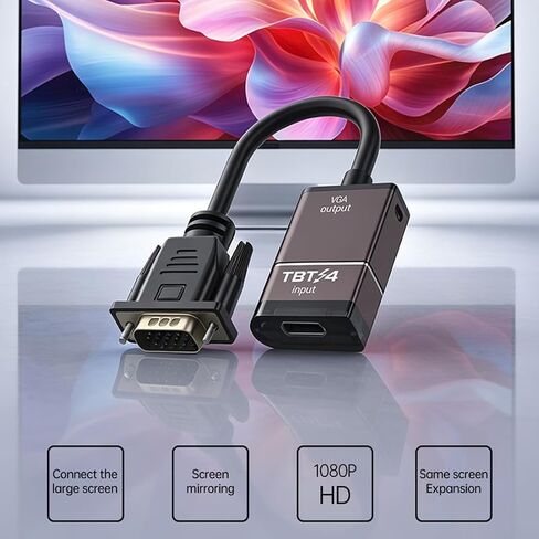 [Thunderbolt 3/4/5]USB Type-C to VGA Adapter Conversion 1080P@60Hz for External Video Card Multi Monitor, Desktop, Laptop, HDTV, Monitor, Projector Compatible with MacOS ,Windows, Linux, iPadOs in Saudi Arabia