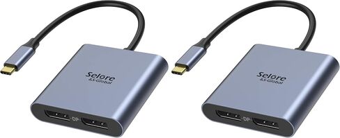 USB-C to Dual 4K DisplayPort Splitter Adapter, USB-C to DisplayPort | Dual Monitor Converter 4K@60Hz, USB-C DisplayPort Hub Compatible for Dell XPS 13/15, Lenovo Yoga, Samsung, Chromebook, HP in Saudi Arabia