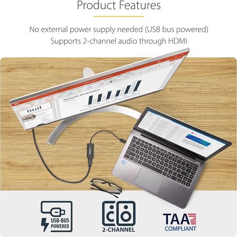 StarTech USB-A 3.0 to HDMI Converter, 1080p60, Windows Driver Required, TAA | USB 5Gbps, Single monitor, 2ch audio, Full HD, Windows X86/X64/ARM only, No macOS ChromeOS or Linux in Kuwait