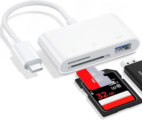 USB C SD Card Reader for iPhone 17/16/15/iPad/MacBook/Mac, wtyixs USB-C Type C SD Reader 2 Slots Supports SD and MicroSD Memory Card Adapter Digital Camera Adapter Trail Viewer, Plug and Play in Kuwait
