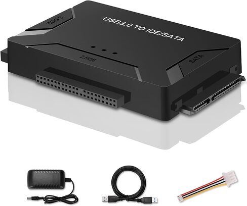 SATA IDE to USB 3.0 Adapter for 2.5" 3.5" SSD HDD 5Gbps Hard Drive Reader | Hard Drive Adapter with 2 IDE + 1 SATA Access, Plug & Play, External Ultra Recovery with 12V Adapter, Support UASP in Saudi Arabia