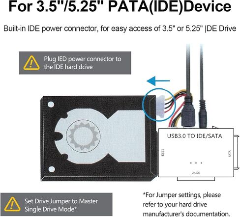 SATA IDE to USB 3.0 Adapter for 2.5" 3.5" SSD HDD 5Gbps Hard Drive Reader | Hard Drive Adapter with 2 IDE + 1 SATA Access, Plug & Play, External Ultra Recovery with 12V Adapter, Support UASP in Saudi Arabia