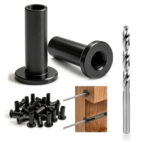 Helffer 20-Pack Black T316 Cable Railing Protector Sleeves with Drill Bit | T316 stainless sleeves for 1/8, 5/32 and 3/16 in cable; 0.50 in flange and matched drill bit for wood/composite posts. in Saudi Arabia