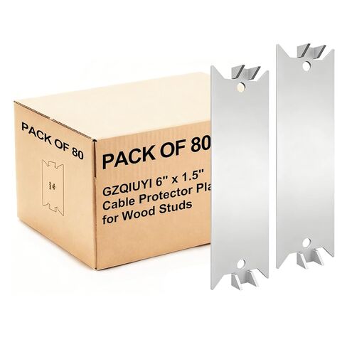 6 Inch Nail Plates Protection Shield for Wood Studs, Cable Wire Protector | 80 Pack, Rust-Resistant Metal Anti-Nail Plates with Pointed Prong for Plumbing & Wiring Protection, 6" x 1.5" in Saudi Arabia