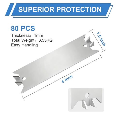 6 Inch Nail Plates Protection Shield for Wood Studs, Cable Wire Protector | 80 Pack, Rust-Resistant Metal Anti-Nail Plates with Pointed Prong for Plumbing & Wiring Protection, 6" x 1.5" in Saudi Arabia