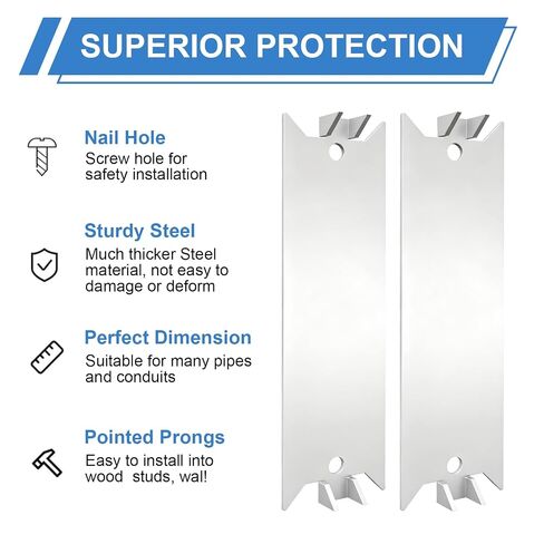6 Inch Nail Plates Protection Shield for Wood Studs, Cable Wire Protector | 80 Pack, Rust-Resistant Metal Anti-Nail Plates with Pointed Prong for Plumbing & Wiring Protection, 6" x 1.5" in Saudi Arabia