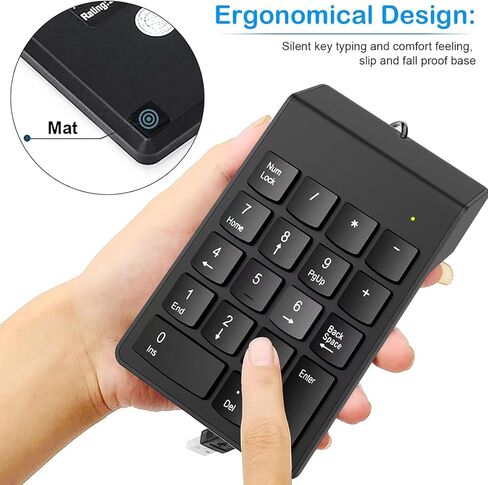 NOOX USB Numeric Keypad Numpad Portable Slim Mini 10 Key Number Pad Keyboard for Laptop Desktop Computer PC, Compatible with ChromeBook Surface Notebook, Tax Accountant Calculate Office Travel & Home in Saudi Arabia