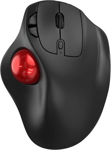 EDJO Wireless Trackball Mouse, Ergonomic Mouse with 30° Tilt, 5 DPI, Red | Thumb control, 3-device Bluetooth/2.4G, up to 160h battery, Type-C rechargeable, stays in place, removable ball, easy cleanup in Saudi Arabia