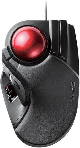 ELECOM HUGE Trackball Mouse, Wired, Finger-Operated, 8-Button Function, Palm Rest Attached, 52mm Smooth Red Ball Windows11, macOS (M-HT1URBK) in Saudi Arabia