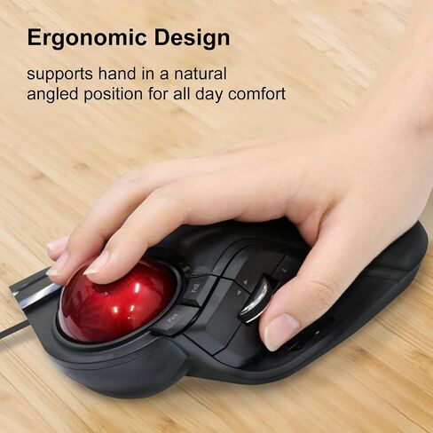 ELECOM HUGE Trackball Mouse, Wired, Finger-Operated, 8-Button Function, Palm Rest Attached, 52mm Smooth Red Ball Windows11, macOS (M-HT1URBK) in Saudi Arabia