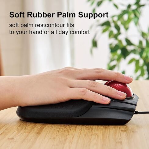 ELECOM HUGE Trackball Mouse, Wired, Finger-Operated, 8-Button Function, Palm Rest Attached, 52mm Smooth Red Ball Windows11, macOS (M-HT1URBK) in Saudi Arabia