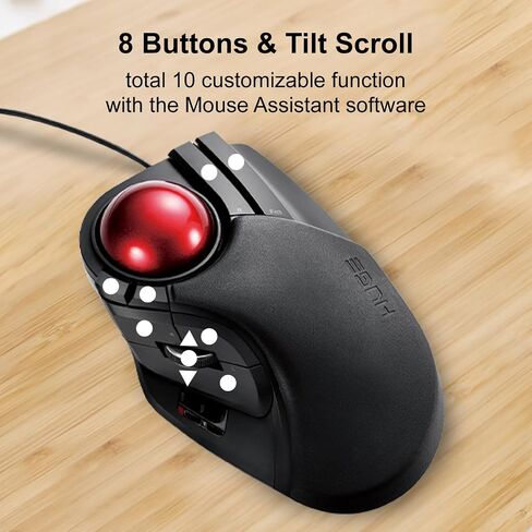 ELECOM HUGE Trackball Mouse, Wired, Finger-Operated, 8-Button Function, Palm Rest Attached, 52mm Smooth Red Ball Windows11, macOS (M-HT1URBK) in Saudi Arabia