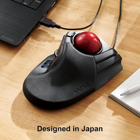 ELECOM HUGE Trackball Mouse, Wired, Finger-Operated, 8-Button Function, Palm Rest Attached, 52mm Smooth Red Ball Windows11, macOS (M-HT1URBK) in Saudi Arabia
