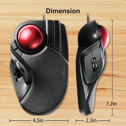 ELECOM HUGE Trackball Mouse, Wired, Finger-Operated, 8-Button Function, Palm Rest Attached, 52mm Smooth Red Ball Windows11, macOS (M-HT1URBK) in Saudi Arabia