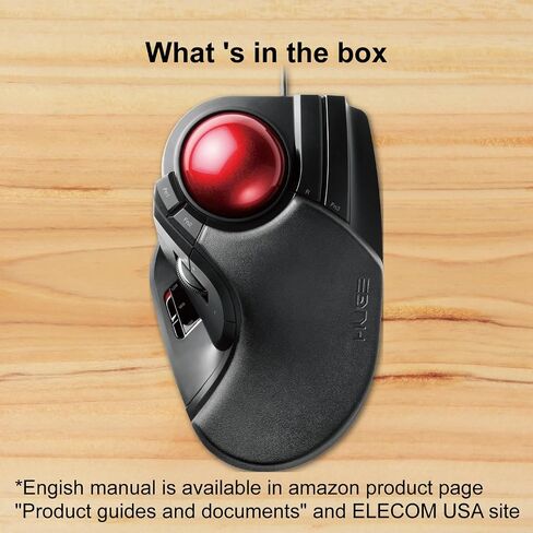 ELECOM HUGE Trackball Mouse, Wired, Finger-Operated, 8-Button Function, Palm Rest Attached, 52mm Smooth Red Ball Windows11, macOS (M-HT1URBK) in Saudi Arabia