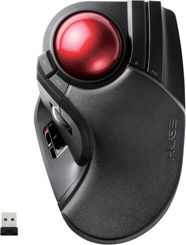 ELECOM HUGE Trackball, 2.4GHz Wireless USB, Index Finger Control, Customizable 8-Button, Large Soft Palm Rest, 52mm Ball, Windows PC Mac (M-HT1DRBK) in Saudi Arabia
