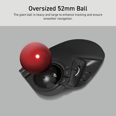 ELECOM HUGE Trackball, 2.4GHz Wireless USB, Index Finger Control, Customizable 8-Button, Large Soft Palm Rest, 52mm Ball, Windows PC Mac (M-HT1DRBK) in Saudi Arabia