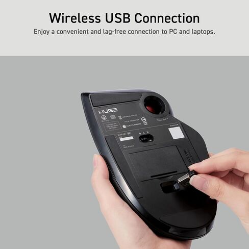 ELECOM HUGE Trackball, 2.4GHz Wireless USB, Index Finger Control, Customizable 8-Button, Large Soft Palm Rest, 52mm Ball, Windows PC Mac (M-HT1DRBK) in Saudi Arabia