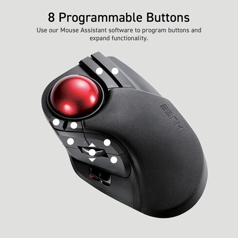 ELECOM HUGE Trackball, 2.4GHz Wireless USB, Index Finger Control, Customizable 8-Button, Large Soft Palm Rest, 52mm Ball, Windows PC Mac (M-HT1DRBK) in Saudi Arabia