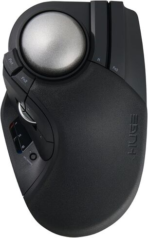 ELECOM Huge Plus Wireless Trackball Mouse, Ergonomic 52mm Large Ball, Multi-Connection Bluetooth, 2.4GHz Wireless, Wired, 10 Programmable Buttons, Rechargeable, Silent Clicks, for Windows PC Mac iPad in Saudi Arabia