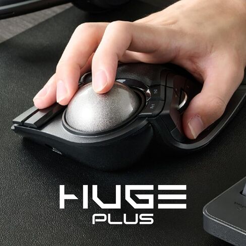 ELECOM Huge Plus Wireless Trackball Mouse, Ergonomic 52mm Large Ball, Multi-Connection Bluetooth, 2.4GHz Wireless, Wired, 10 Programmable Buttons, Rechargeable, Silent Clicks, for Windows PC Mac iPad in Saudi Arabia