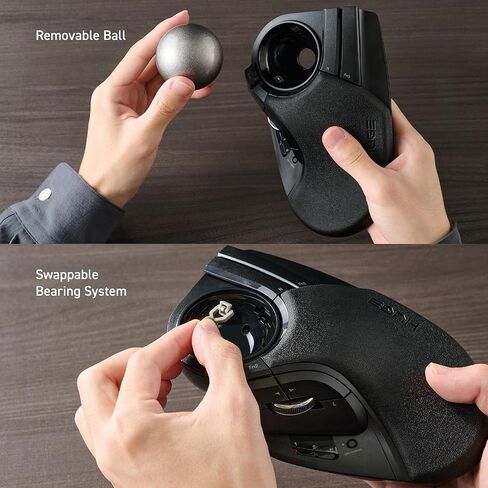 ELECOM Huge Plus Wireless Trackball Mouse, Ergonomic 52mm Large Ball, Multi-Connection Bluetooth, 2.4GHz Wireless, Wired, 10 Programmable Buttons, Rechargeable, Silent Clicks, for Windows PC Mac iPad in Saudi Arabia