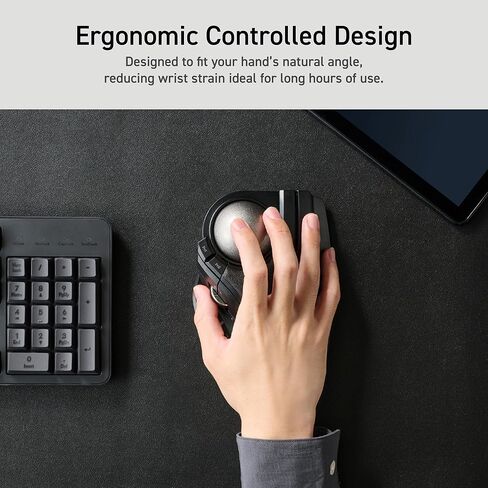 ELECOM Huge Plus Wireless Trackball Mouse, Ergonomic 52mm Large Ball, Multi-Connection Bluetooth, 2.4GHz Wireless, Wired, 10 Programmable Buttons, Rechargeable, Silent Clicks, for Windows PC Mac iPad in Saudi Arabia