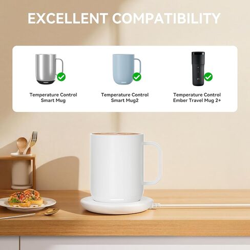 Charging Coaster 2 Compatible with Temperature Control Smart Mug 2 and 1, FEFAIA Mug Charger Wireless Charging Dock Base for Temperature Control Smart Travel Mug Accessories, White in Saudi Arabia