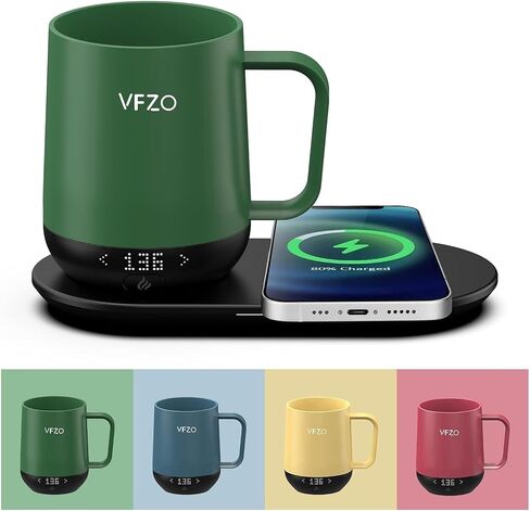 Temperature Control Smart Mug, Self Heating Coffee Mug LED Display, 180 Min Battery Life - Hot up to 149℉ Fast Wireless Charger Base Improved Design(12oz, Turquoise) in Saudi Arabia