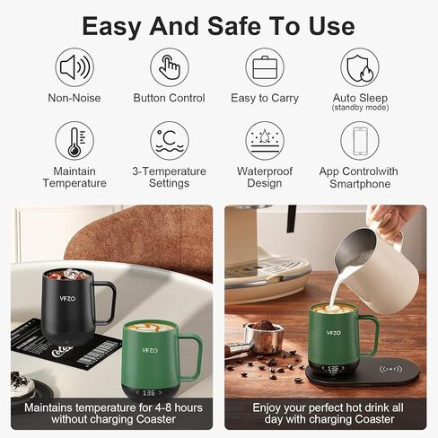 Temperature Control Smart Mug, Self Heating Coffee Mug LED Display, 180 Min Battery Life - Hot up to 149℉ Fast Wireless Charger Base Improved Design(12oz, Turquoise) in Saudi Arabia