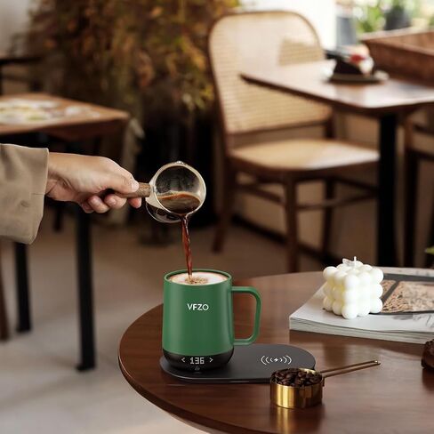 Temperature Control Smart Mug, Self Heating Coffee Mug LED Display, 180 Min Battery Life - Hot up to 149℉ Fast Wireless Charger Base Improved Design(12oz, Turquoise) in Saudi Arabia