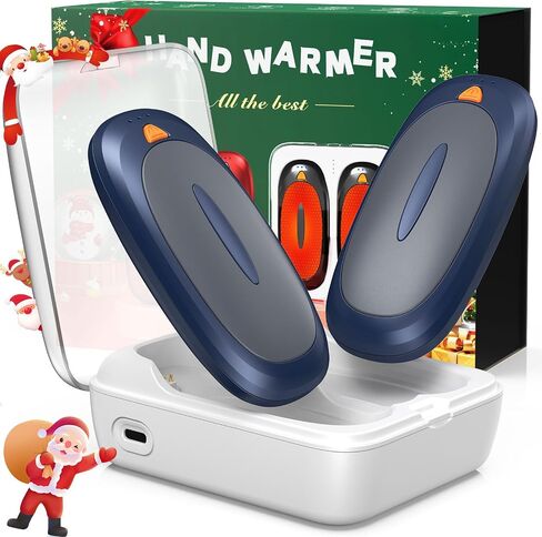 Electric Hand Warmers Rechargeable 2 Pack with Charging Case | Dual-Sided Heating Handwarmer, 3 Levels Fast Heating Pocket Warmers,Gifts for Men,Women,Raynauds,Hunting Gear in Saudi Arabia