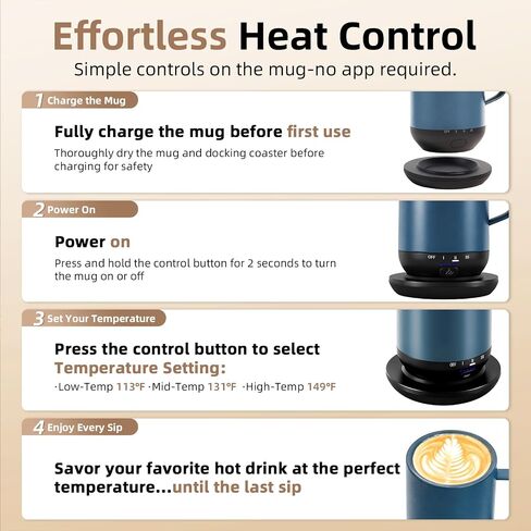 Self Heating Coffee Mug,High-Capacity- 18 oz, 180 Min Battery Life, Smart Heated Coffee Mug，Smart Mug, Simple Temperature Control Operation, Gifts for Family Members (Navy Blue) in Saudi Arabia