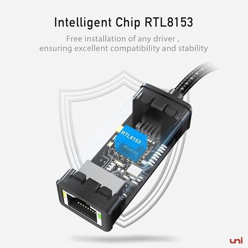 uni USB إلى محول إيثرنت، محول USB 3.0 مجاني إلى جيجابت إيثرنت | شبكة LAN بسرعة 100/1000 ميجابت في الثانية، محول إنترنت RJ45 متوافق مع أجهزة الكمبيوتر المحمول، MacBook، Surface، الكمبيوتر الشخصي الذي يعمل بنظام Windows، XP، Mac/Linux in Kuwait