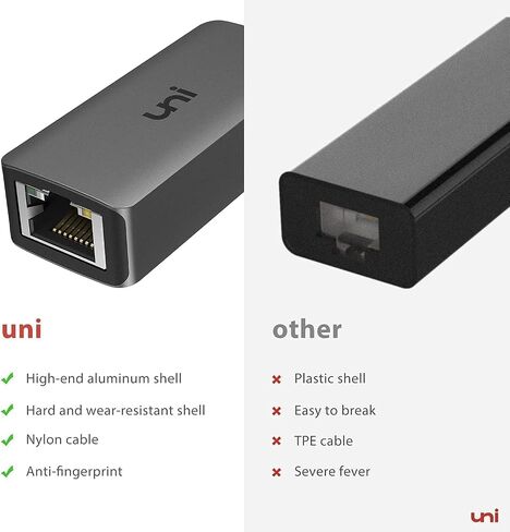 uni USB إلى محول إيثرنت، محول USB 3.0 مجاني إلى جيجابت إيثرنت | شبكة LAN بسرعة 100/1000 ميجابت في الثانية، محول إنترنت RJ45 متوافق مع أجهزة الكمبيوتر المحمول، MacBook، Surface، الكمبيوتر الشخصي الذي يعمل بنظام Windows، XP، Mac/Linux in Kuwait