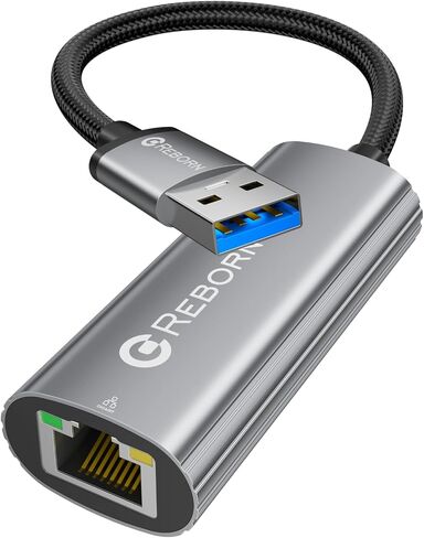 محول USB إلى إيثرنت من REBORN، محول USB 3.0 إلى RJ45 بسرعة 1000 ميجا بت في الثانية | محول شبكة USB-A إلى Ethernet LAN، لأجهزة الكمبيوتر المحمول، وأجهزة الكمبيوتر المكتبية، وWindows macOS Linux Chromebook والمزيد in Kuwait