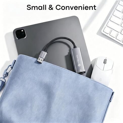 محول USB إلى إيثرنت من REBORN، محول USB 3.0 إلى RJ45 بسرعة 1000 ميجا بت في الثانية | محول شبكة USB-A إلى Ethernet LAN، لأجهزة الكمبيوتر المحمول، وأجهزة الكمبيوتر المكتبية، وWindows macOS Linux Chromebook والمزيد in Kuwait