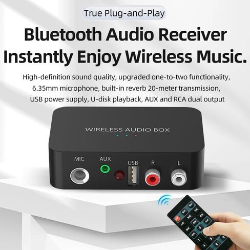 Wireless Audio Box Bluetooth Receiver, 5.0 Audio Converter,RCA 3.5mm Output Wireless for Old-Fashioned Stereo Speakers/Wired Speakers/Home Audio Music Streaming Stereo Systems in Saudi Arabia