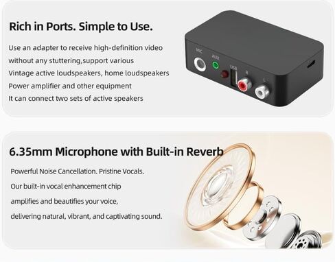 Wireless Audio Box Bluetooth Receiver, 5.0 Audio Converter,RCA 3.5mm Output Wireless for Old-Fashioned Stereo Speakers/Wired Speakers/Home Audio Music Streaming Stereo Systems in Saudi Arabia