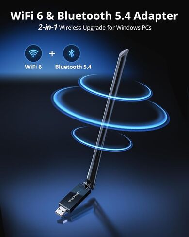 BrosTrend 2-in-1 USB WiFi Bluetooth Adapter for PC, WiFi-6 AX900 + BT 5.4 | Long Range WiFi and Bluetooth Adapter, Dual Band 5GHz 600Mbps + 2.4GHz 286Mbps, 6dBi High Gain Antenna, Support Windows 11/10 in Saudi Arabia