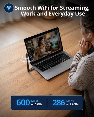 BrosTrend 2-in-1 USB WiFi Bluetooth Adapter for PC, WiFi-6 AX900 + BT 5.4 | Long Range WiFi and Bluetooth Adapter, Dual Band 5GHz 600Mbps + 2.4GHz 286Mbps, 6dBi High Gain Antenna, Support Windows 11/10 in Saudi Arabia