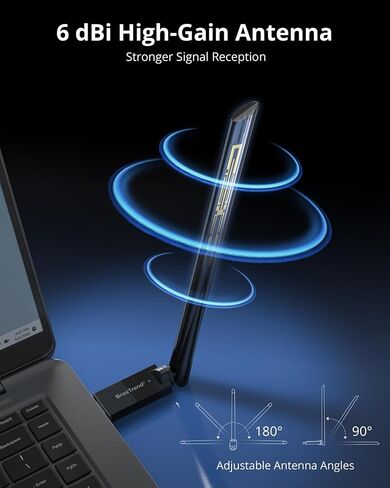 BrosTrend 2-in-1 USB WiFi Bluetooth Adapter for PC, WiFi-6 AX900 + BT 5.4 | Long Range WiFi and Bluetooth Adapter, Dual Band 5GHz 600Mbps + 2.4GHz 286Mbps, 6dBi High Gain Antenna, Support Windows 11/10 in Saudi Arabia