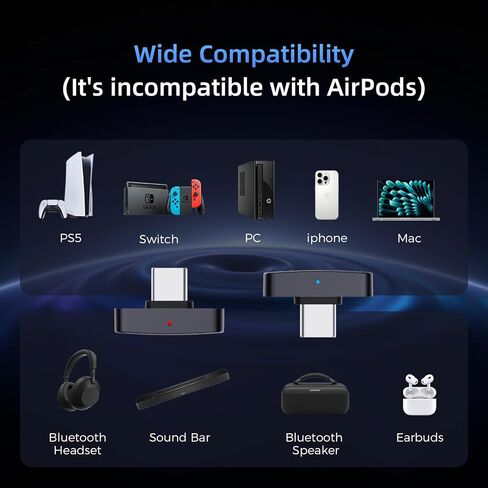 Questyle QCC Dongle Pro2 [MFi Certified] USB-C Bluetooth 6.1 Audio Adapter | Bluetooth Transmitter with LE Audio, LDAC,LHDC,aptX Lossless&aptX-Adaptive,Auracast, Wireless Dongle for PS5/Headphones/PC in Saudi Arabia