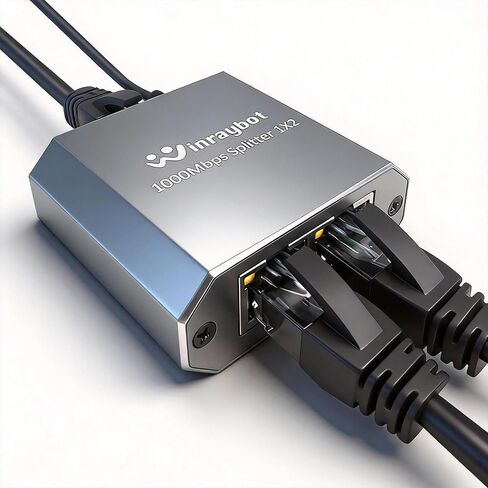 RJ45 Ethernet Splitter 1 to 2, 1000Mbps High Speed LAN Splitter Switch for Cat 5/5E/6/7/8 Cable, 2 Devices Work Simultaneously, Gray in Saudi Arabia