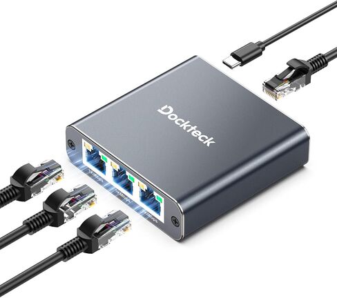 Ethernet Splitter 1 to 3 1000Mbps, Dockteck Internet Cable Splitter | 1 in 3 Out High Speed Switch Network Gigabit for LAN RJ45 Port Router Switch Work with Cat5/5e/6/7/8 Cable(Black) in Saudi Arabia