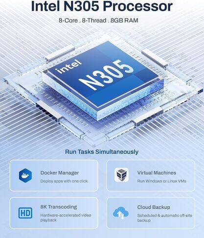 TERRAMASTER F4-425 Pro NAS 4-Bay، Intel N305 8-Core، 8 جيجابايت رام (بدون قرص) | 5 جيجابت LAN × 2، فتحة M.2 × 3، AI-Native OS TOS 7، دعم OpenClaw، خادم وسائط التخزين المتصل بالشبكة (بدون أقراص) in Kuwait