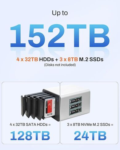 TERRAMASTER F4-425 Pro NAS 4-Bay، Intel N305 8-Core، 8 جيجابايت رام (بدون قرص) | 5 جيجابت LAN × 2، فتحة M.2 × 3، AI-Native OS TOS 7، دعم OpenClaw، خادم وسائط التخزين المتصل بالشبكة (بدون أقراص) in Kuwait