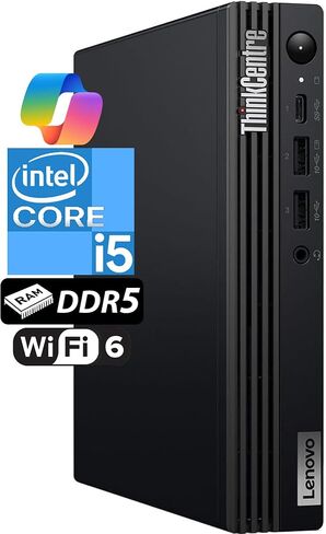 Lenovo ThinkCentre M70q Gen 6, Intel Core Ultra (Beats i7-13700T), 32GB DDR5 RAM, 1TB NVMe SSD, WiFi 6E, Bluetooth, RJ-45, DP Port, HDMI, Win 11 Pro, AI Business Desktop in Saudi Arabia
